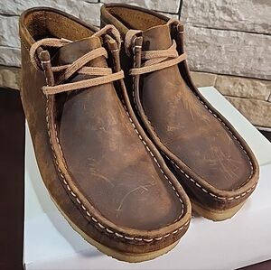 Clark's Wallabee Brown Beeswax Supple Leather Matte Chukka Boots Men's 8.5